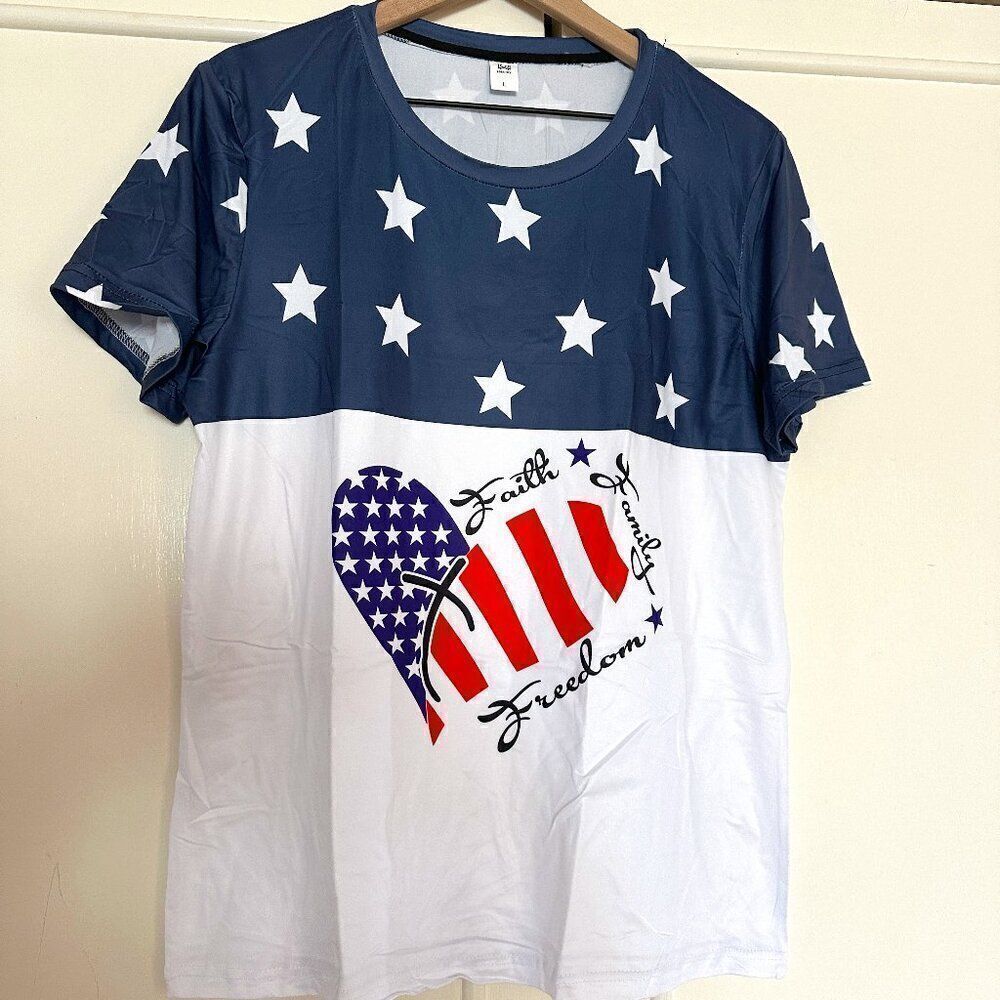 NWOT American Flag Blouse